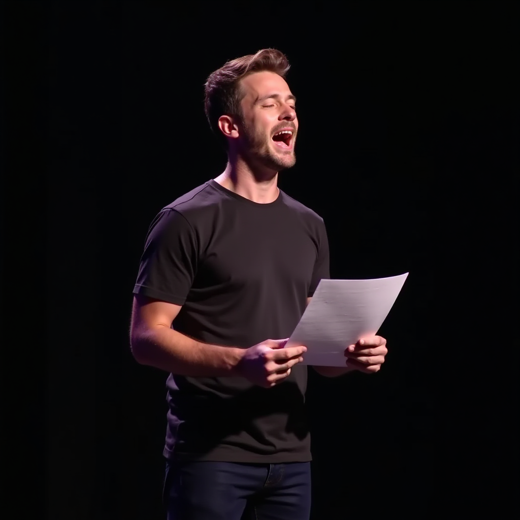 Opera singer studying score