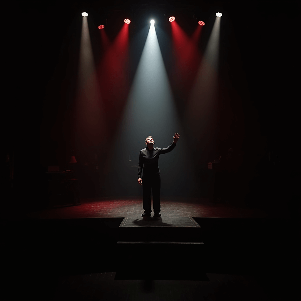 Opera stage with dramatic lighting