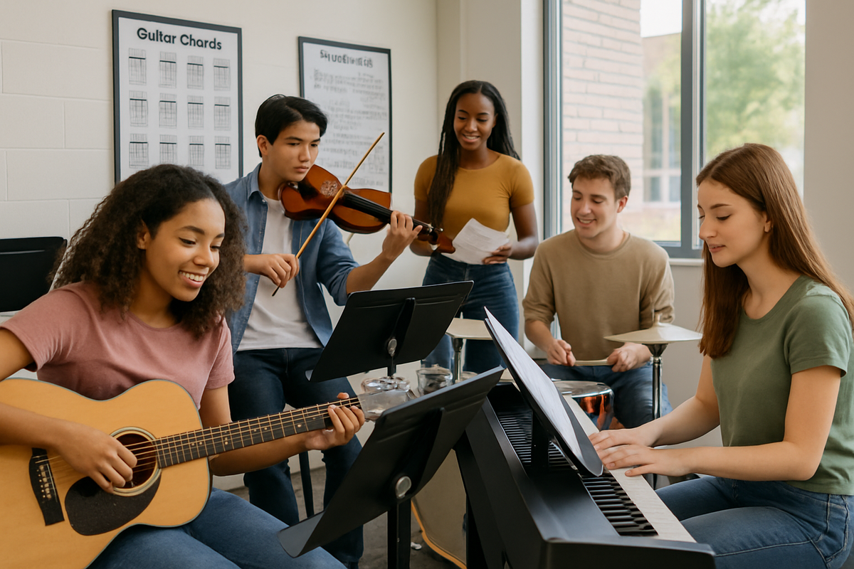 Young musicians learning